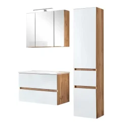 Discount Wohnen Waschtisch Möbel & Hochschrank Set - Vrendina (dreiteilig)