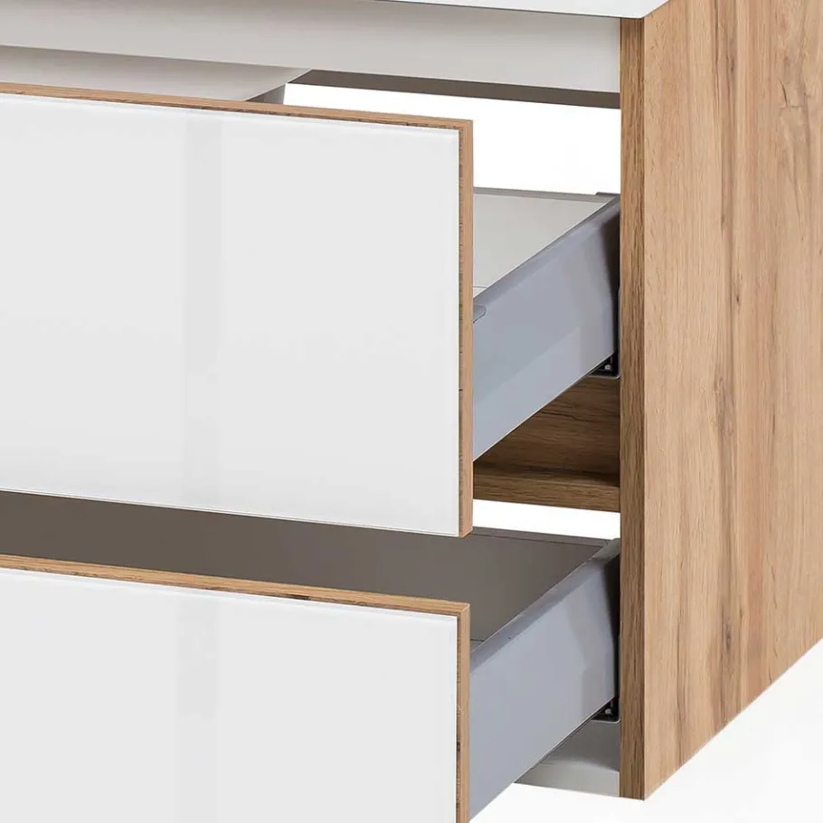 Discount Wohnen Waschtisch Möbel & Hochschrank Set - Vrendina (dreiteilig)