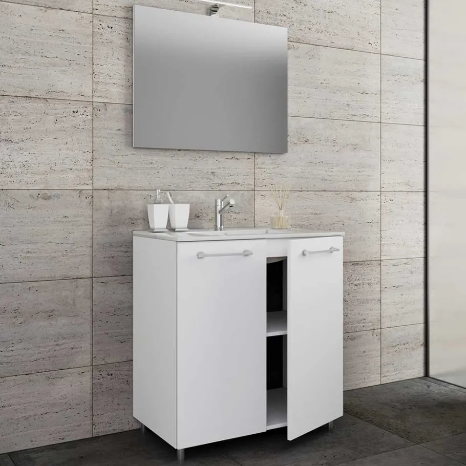 Outlet Wohnen Waschtisch mit LED Spiegel Set - Ipsum (zweiteilig)