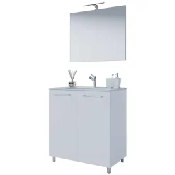 Outlet Wohnen Waschtisch mit LED Spiegel Set - Ipsum (zweiteilig)