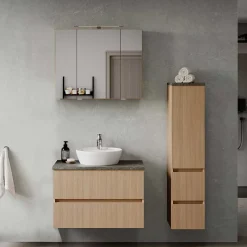 Clearance Wohnen Waschtisch Set mit Midischrank fürs Bad - Leitha (dreiteilig)