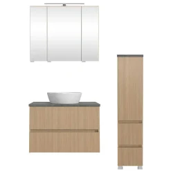 Clearance Wohnen Waschtisch Set mit Midischrank fürs Bad - Leitha (dreiteilig)