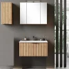 Online Wohnen Waschtischkonsole mit Oberschrank Set - Crystoga (dreiteilig)