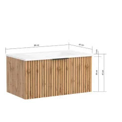 Online Wohnen Waschtischkonsole mit Oberschrank Set - Crystoga (dreiteilig)
