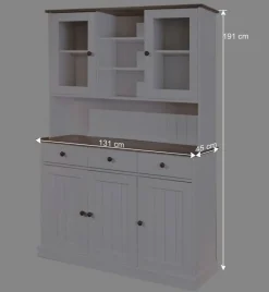 Wohnen Weiß Brauner Buffetschrank aus Kiefernholz - Vatina
