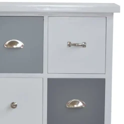 New Wohnen Weiß Graue Kommode Sadine mit 6 Schubladen