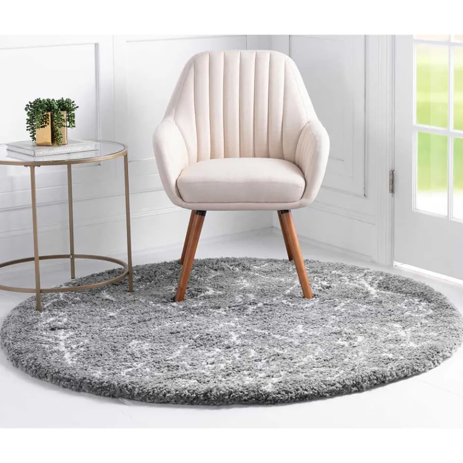 Discount Wohnen Weicher Hochflor Teppich in Grau und Creme - Vuturava