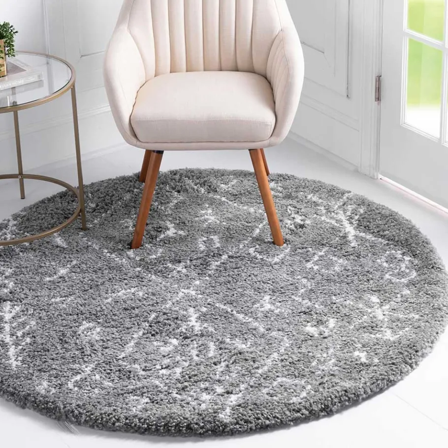 Discount Wohnen Weicher Hochflor Teppich in Grau und Creme - Vuturava
