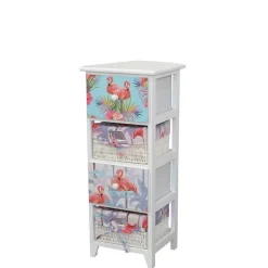 Clearance Wohnen Weiße Hochkommode im Flamingo Style - Vivossa