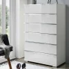 Discount Wohnen Weiße Hochkommode mit Glasfront - Rocca