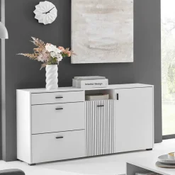New Wohnen Weiße Kombi-Kommode mit 1,50 m Breite - Dualkos