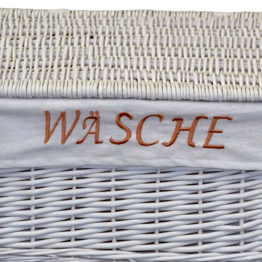 Hot Wohnen Weiße Landhaus Wäschetruhe aus Weide Geflecht - Alberello