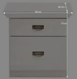 New Wohnen Weiße Nachtkommode 58 cm breit - Satumare