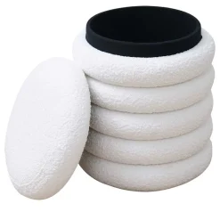 New Wohnen Weißer Boucle Hocker mit Stauraum - Francara