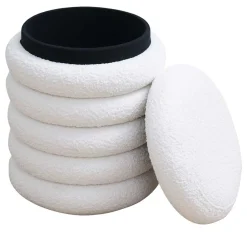 New Wohnen Weißer Boucle Hocker mit Stauraum - Francara