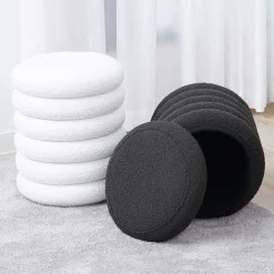 New Wohnen Weißer Boucle Hocker mit Stauraum - Francara