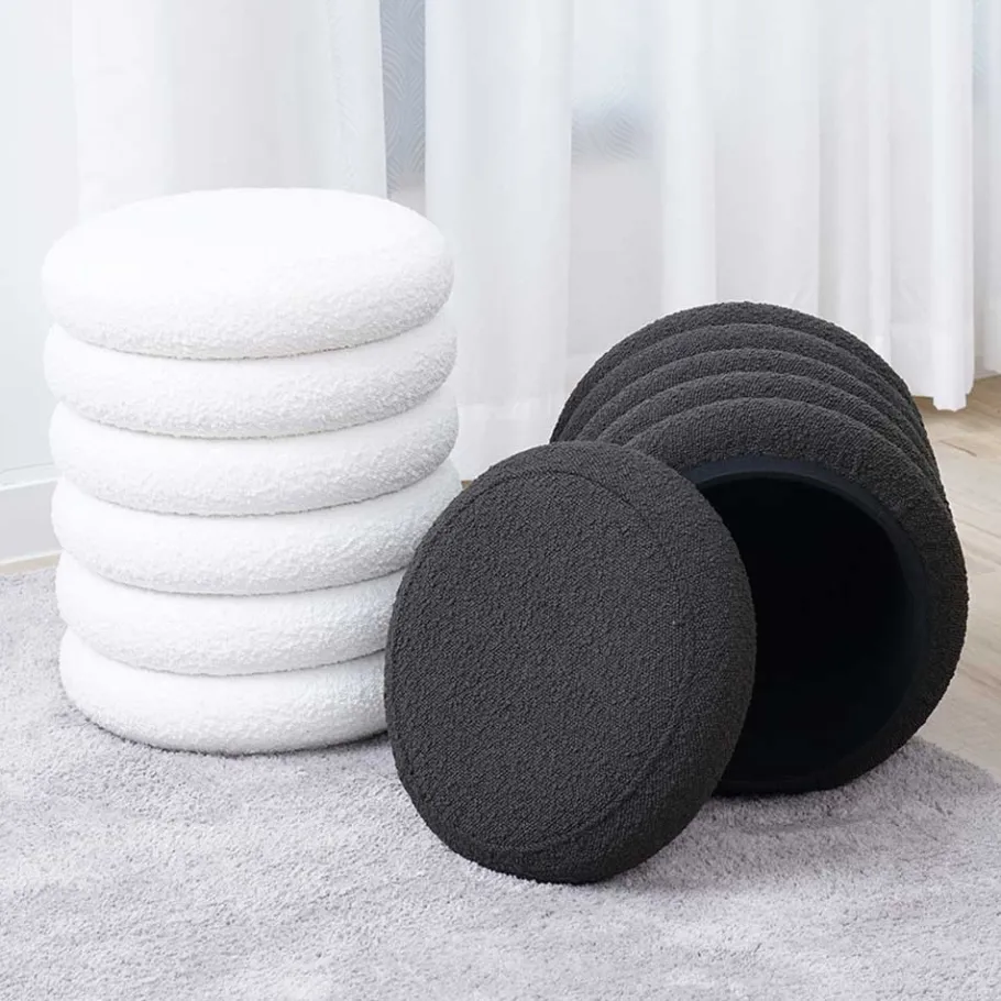 New Wohnen Weißer Boucle Hocker mit Stauraum - Francara