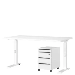 Hot Wohnen Weißer Bürotisch manuell höhenverstellbar - Sparkle