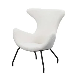 Best Wohnen Weißer Design Ohrensessel mit Plüschbezug - Nicrobar