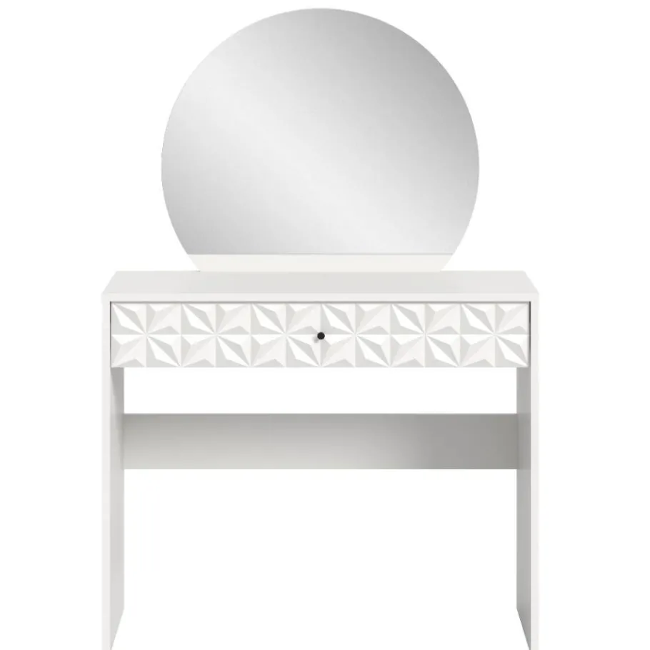 New Wohnen Weißer Design-Schminktisch mit Spiegel - Ustabo