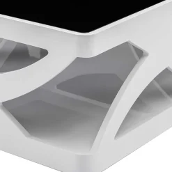 Online Wohnen Weißer Hochglanz Couchtisch mit Schwarzglas - Yunike