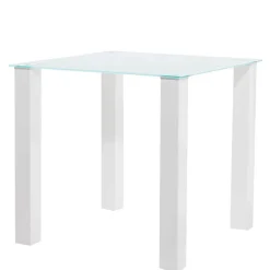 Discount Wohnen Weißer Hochglanz Tisch mit Glasplatte - Richard