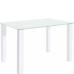Discount Wohnen Weißer Hochglanz Tisch mit Glasplatte - Richard