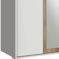 Hot Wohnen Weißer Kleiderschrank mit Plankeneiche 225 cm breit - Leela