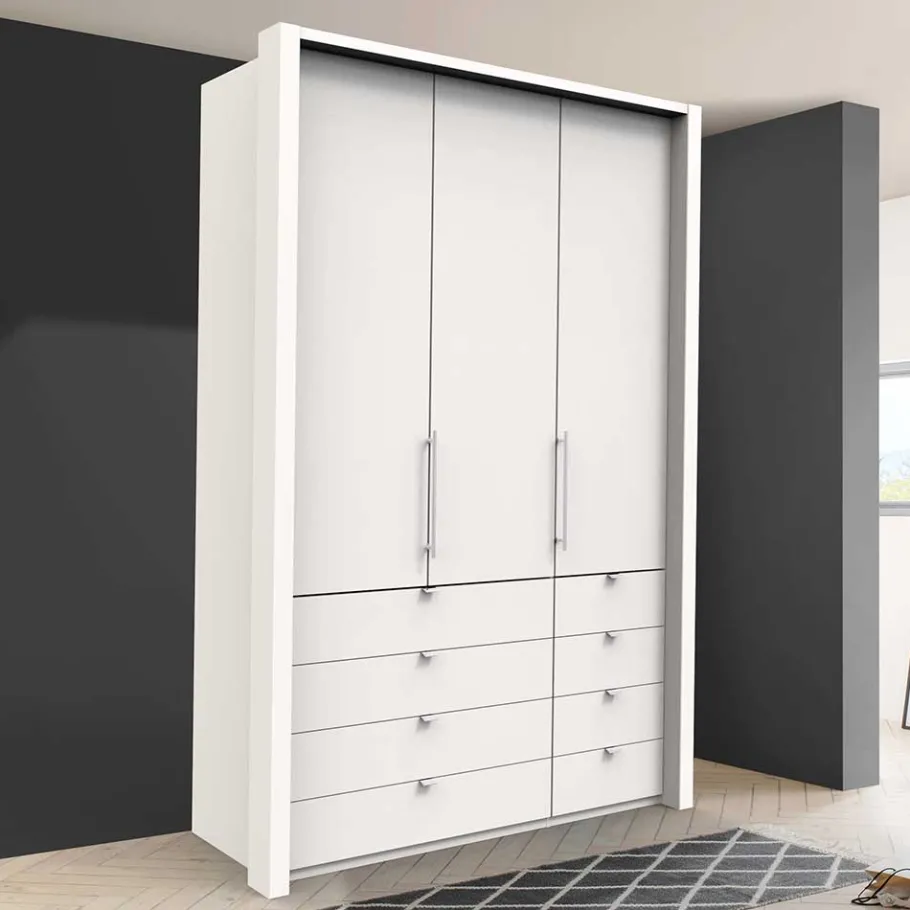 Wohnen Weißer Kombi-Kleiderschrank mit Gleittür - Donpiave
