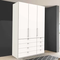 Wohnen Weißer Kombi-Kleiderschrank mit Gleittür - Donpiave