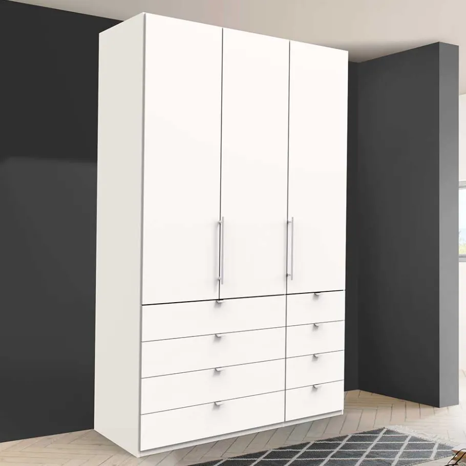 Wohnen Weißer Kombi-Kleiderschrank mit Gleittür - Donpiave