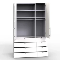 Wohnen Weißer Kombi-Kleiderschrank mit Gleittür - Donpiave