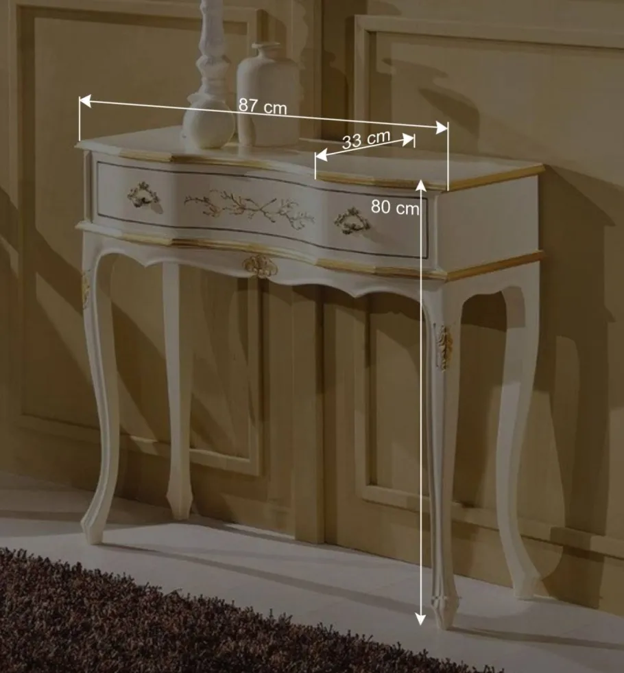 Discount Wohnen Weißer Konsolentisch im Barock Design - Iviada