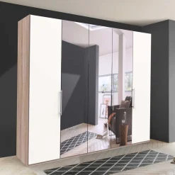 Best Wohnen Weißer Schlafzimmer-Schrank mit Spiegeln - Vaclyn