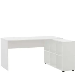 Sale Wohnen Weißer Schreibtisch mit seitlichem Regal - Obtin