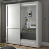Outlet Wohnen Weißer Schwebetüren-Schrank mit Spiegel - Flinn
