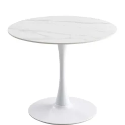 Wohnen Weißer Sinterstein Tisch mit Trompetenfuß - Glamour