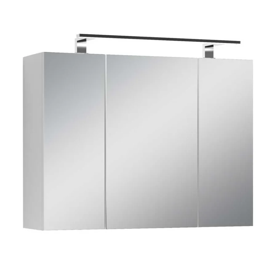 Clearance Wohnen Weißer Spiegelschrank mit LED Licht - 3-türig - Rumanian