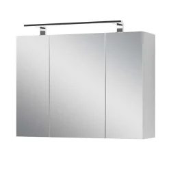 Clearance Wohnen Weißer Spiegelschrank mit LED Licht - 3-türig - Rumanian