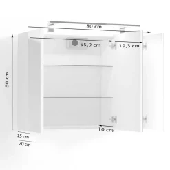 Clearance Wohnen Weißer Spiegelschrank mit LED Licht - 3-türig - Rumanian