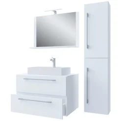 Online Wohnen Weißer Waschplatz & Hochschrank - Ipsum (dreiteilig)