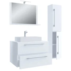 Online Wohnen Weißer Waschplatz & Hochschrank - Ipsum (dreiteilig)