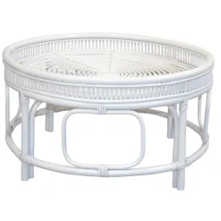 Outlet Wohnen Weißer Wohnzimmertisch aus Rattan - Lovran