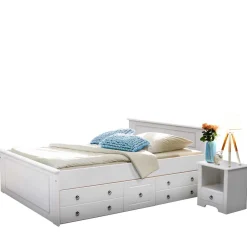 Hot Wohnen Weißes Bett & Nachttische - Velriva (dreiteilig)