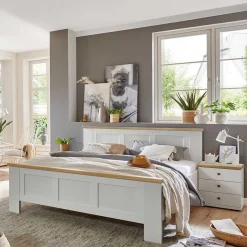 Wohnen Weißes Bett im Country Style mit Absetzung - Ignacio