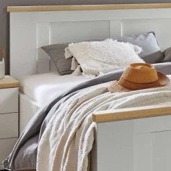 Wohnen Weißes Bett im Country Style mit Absetzung - Ignacio