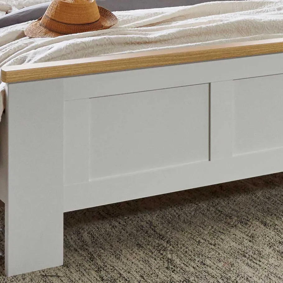 Wohnen Weißes Bett im Country Style mit Absetzung - Ignacio