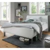 New Wohnen Weißes Bett mit Kunstleder-Kopfteil - Rocca