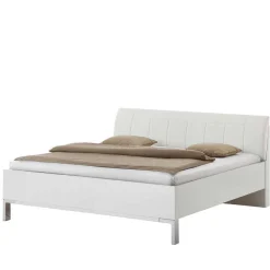 New Wohnen Weißes Bett mit Kunstleder-Kopfteil - Rocca