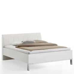 New Wohnen Weißes Bett mit Kunstleder-Kopfteil - Rocca